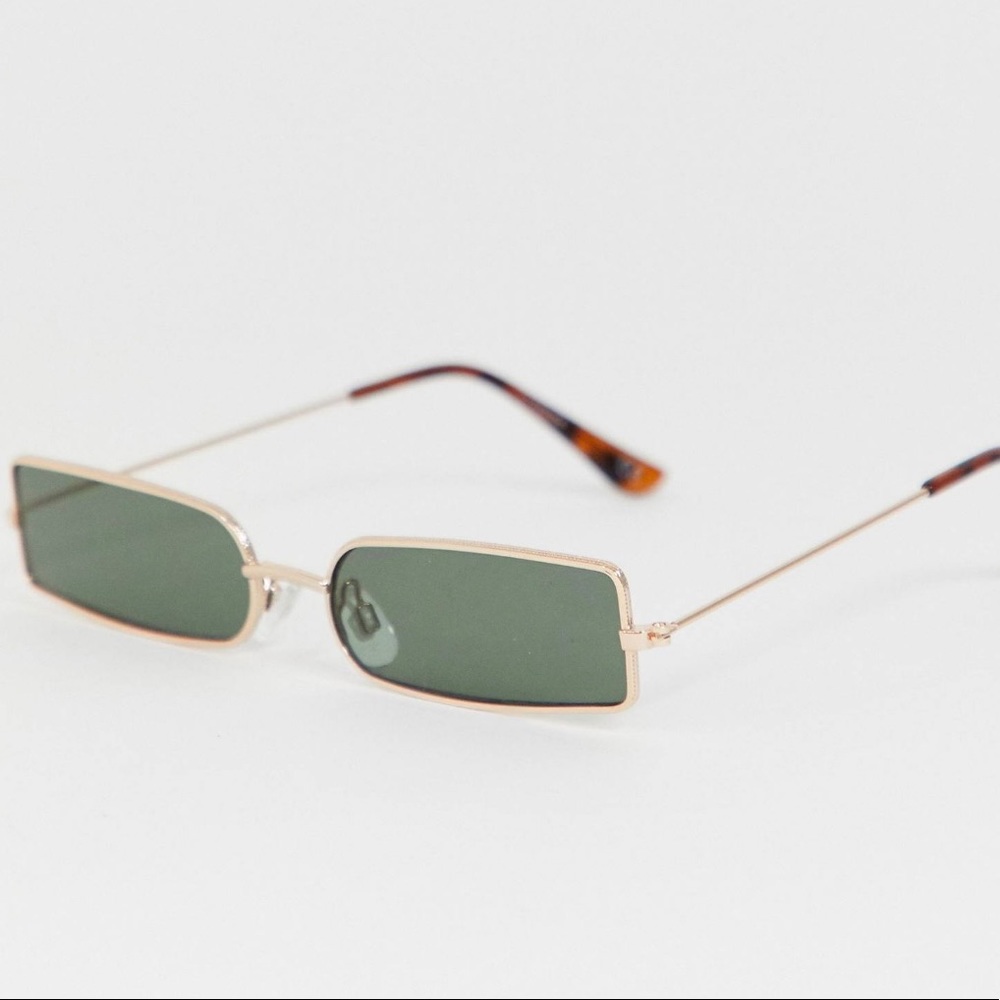 Gold Narrow Square Metal Fashion Glasses